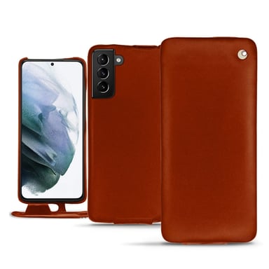 Housse cuir Samsung Galaxy S21+ -  - Orange - Cuir vegan