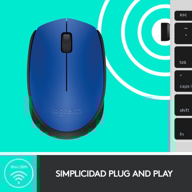 LOGITECH - Ratón inalámbrico M171 - Azul