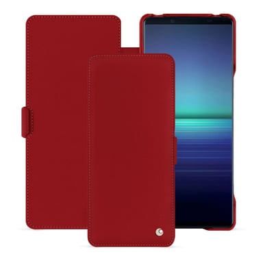 Housse cuir Sony Xperia 1 V -  - Rouge - Cuir lisse