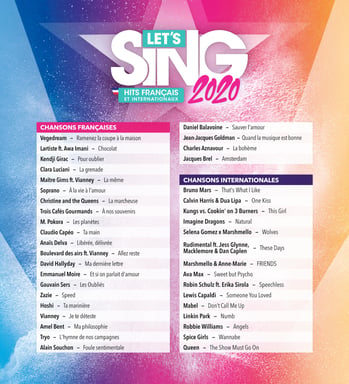 Juego PS4 Lets Sing 2020 French and International Hits