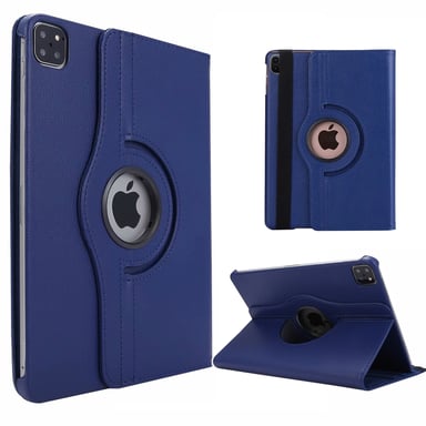 Housse Apple iPad Pro 12.9 Pouces 2022 / iPad Pro 12,9 2021 / iPad Pro 12,9 2020 6e/5e/4eme generation rotative 360 degrés bleue - Etui pochette bleu