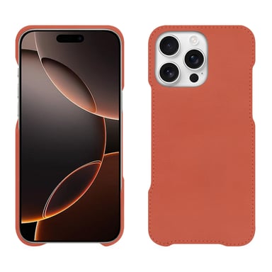 Coque cuir Apple iPhone 16 Pro -  - Orange - Cuir vegan