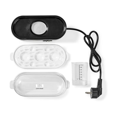 Nedis Cocedor de huevos de 3 piezas y vaso medidor de 210 W Plateado