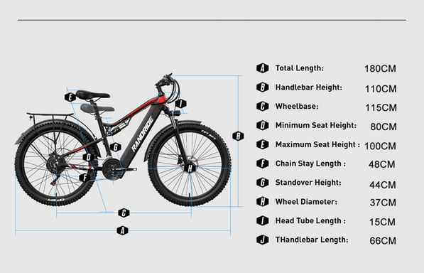 RANDRIDE YG90B Vélo Électrique, Moteur 1000W, Vitesse Max 45km/h, Batterie 48V 17Ah, Autonomie Max 80-90km, Pneus 27.5*2.4'' CST, Charge 120kg