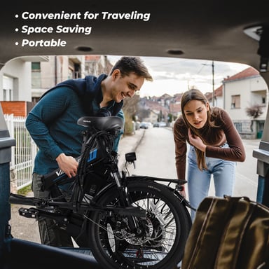 Vélo électrique pliable VARUN C20-1 pour adulte avec moteur 250 W et batterie amovible 48 V 13 Ah