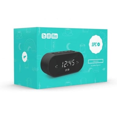 Radio despertador SPC Frodi - Pantalla LED con brillo ajustable - Botón Snooze - Almacena 10 estaciones