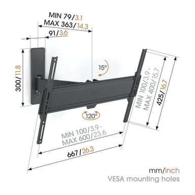 Soporte de pared para TV - VOGEL'S - TVM 1623 Full-Motion Large, 1 brazo, 40-77