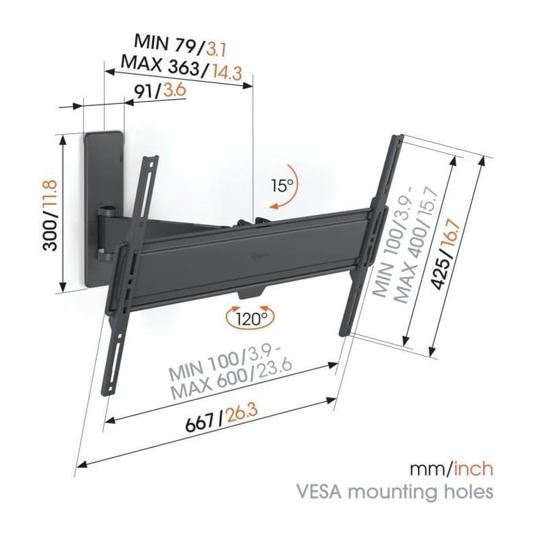 Support mural TV PFW 6900 fixe pour écran de 80 à - vue 5