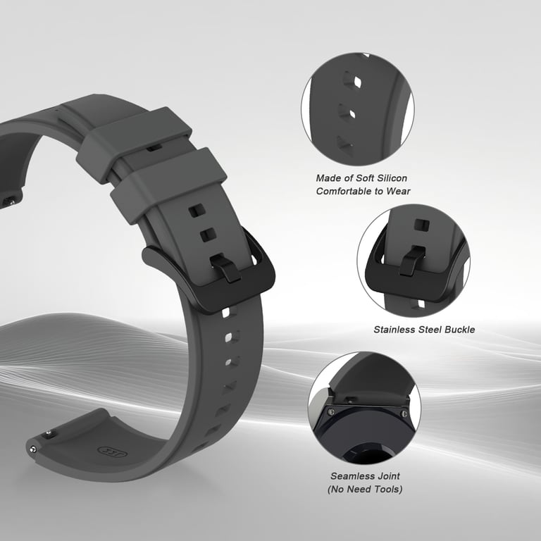 Bracelet de montre en silicone pour Huawei GT2 Pro DarkGrey Neuf - vue 4