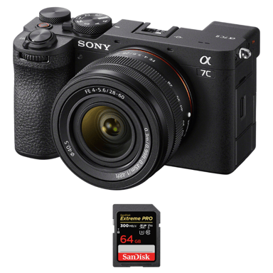Cámara híbrida Sony A7C II Noir + FE 28-60mm f/4-5.6 + 1 SanDisk 64GB Extreme PRO UHS-II + Ebook ''20 consejos para fotos que impactan''