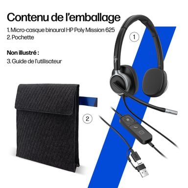 HP Poly Micro-casque filaire USB monaural Mission 615 (en vrac) - Neuf Noir - vue 3