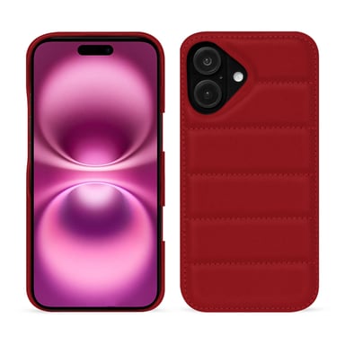 Coque matelassée Apple iPhone 16 Plus -  - Rouge - Cuir lisse