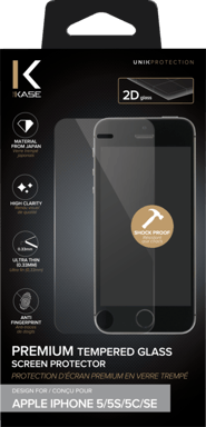 Protection d'écran premium en verre trempé pour Apple iPhone 5/5s/5c/SE, Transparent