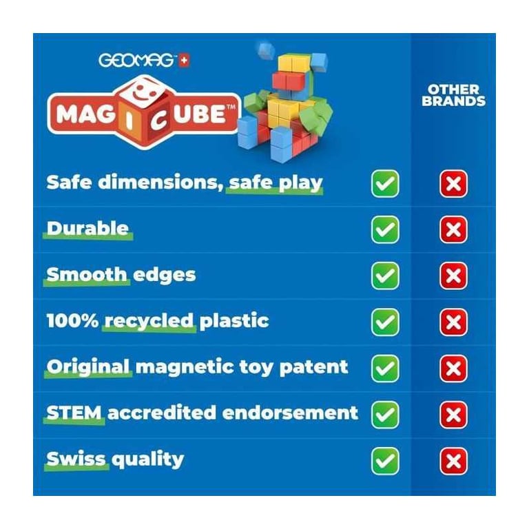 Blocs magnétiques GEOMAG Magicube 060 6 pièces Empilables Plastique recyclé - vue 4