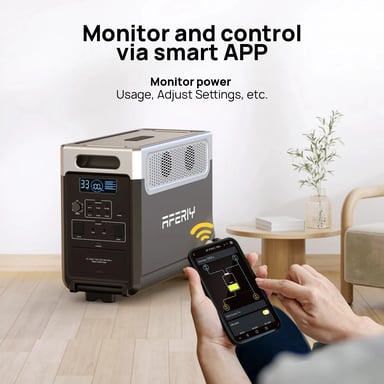 AFERIY P310 3600W Central eléctrica portátil 3840Wh LiFePO4, compatible con la aplicación, inversor de onda sinusoidal pura con UPS, enchufe UE, ruedas