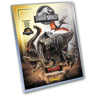 Pack de démarrage Panini Jurassic World TCG Album + 2 pochettes - 16 cartes - Carte Edition limitée N°1 Argent - Neuf