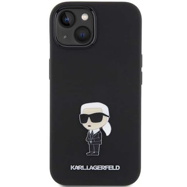 Custodia Karl Lagerfeld per iPhone 15 6.1'' nero Silicone Ikonik Metal Pin