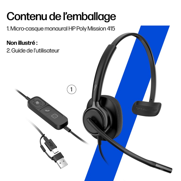 Micro-Casque HP Poly Mission 425 – Filaire, USB-C, Suppresseur de Bruit Actif - vue 4