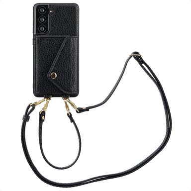 Selencia Coque de télephone Sera avec cordon et porte-cartes enveloppe pour Samsung Galaxy S21 FE - Noir
