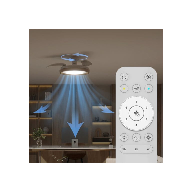 Ventilateur de plafond Philips Bliss Pales rétractables Diamètre 106 cm Bois LED intégrée + télécommande - vue 4