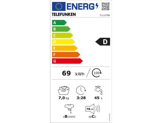 Lave-Linge Telefunken TLL127BK – 7 Kg, 1200 Tr/min, Classe D - vue 6