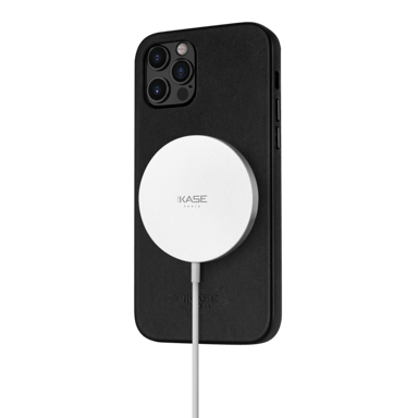 Coque magnétique en cuir véritable artisanal pour Apple iPhone 12 Pro Max, Minuit Noir