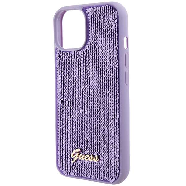 Guess Étui pour iPhone 15 6.1 violet étui rigide Sequin Script Metal - vue 2