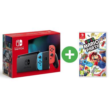 Nintendo Switch+Super Mario Party+HS-66012 videoconsola portátil 15,8 cm (6.2'') 32 GB Pantalla táctil Wifi Azul, Gris, Rojo
