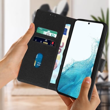 Funda Samsung Galaxy S22 Tarjetero Soporte Vídeo Negro