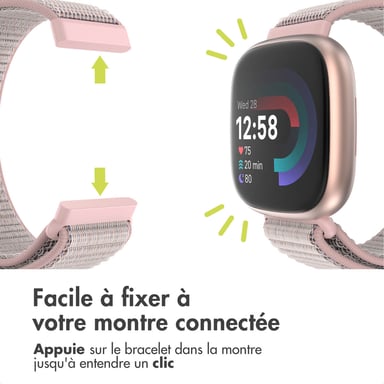 imoshion Bracelet en nylon pour Fitbit Versa 4/ 3 / Sense (2) - Rose