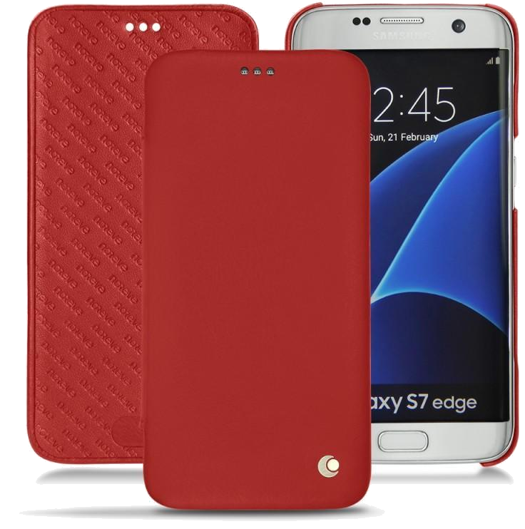 Housse cuir Samsung Galaxy S7 Edge - Rabat horizontalRouge