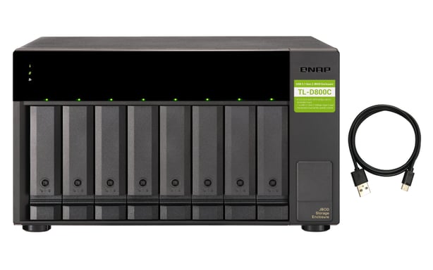 QNAP TL-D800C Boîtier de disques de stockage Boîtier disque dur/SSD Noir, Gris 2.5/3.5''