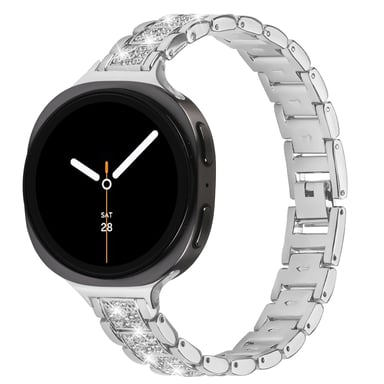 Bracelet de montre élégant en acier inoxydable avec diamants compatible avec Samsung Watch 8 (petite version) Silver