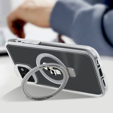 Cover per iPhone 15 TPU Ring Stand Karl e Choupette