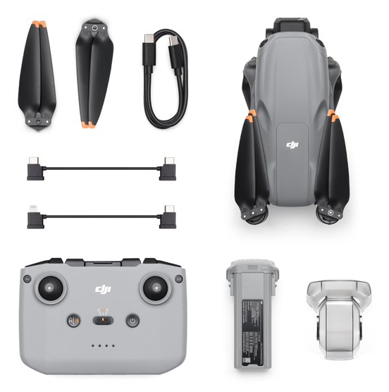 DJI Air 3s RC-N3 4 rotors Quadcoptère 50 MP 3840 x 2160 pixels 4276 mAh Gris - Neuf