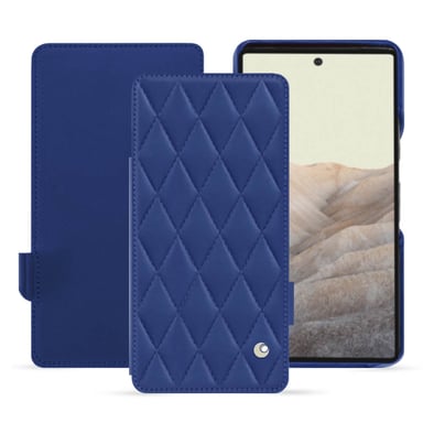 Housse cuir Google Pixel 7 Pro -  - Bleu - Cuir lisse couture