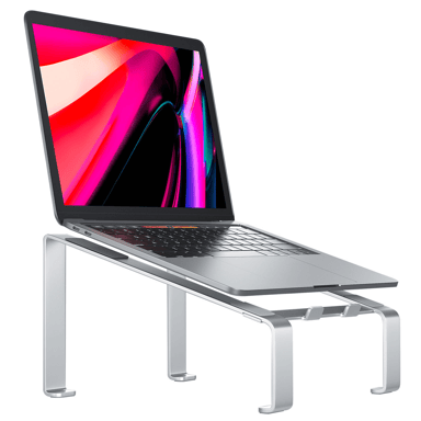 Support Ordinateur/Tablet U en Alliage d'Aluminium, Relevable 15?cm, Argent, Compatible 11–17 pouces, Antidérapant, Ergonomique et Portable