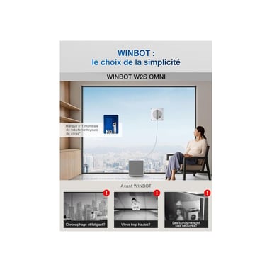 Limpiador de ventanas robotizado ECOVACS Winbot W2S Omni TruEdge WIN-SLAM 4.0 110 min Estación multifuncional Blanco/Gris