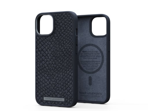 Coque Njord byELEMENTS Salmon Leather pour Apple iPhone 14 - Noir