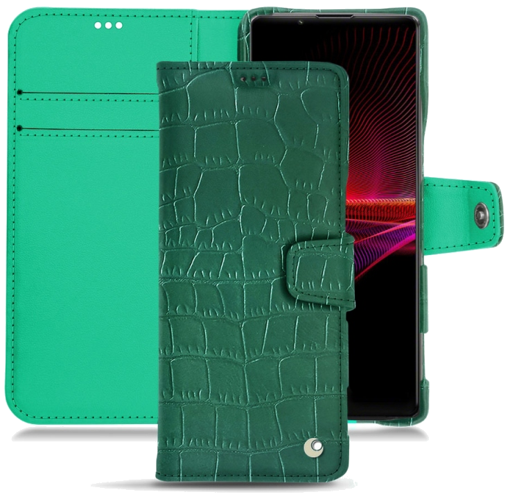 Housse cuir Sony Xperia 1 III - Rabat horizontal portefeuille - Crocodile pino - NOREVE