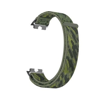 Elegante correa de nailon para Huawei Band 10/9/8 con adaptadores de metal Green