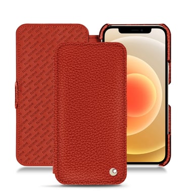 Housse cuir Apple iPhone 12 - Rabat horizontal - Orange - Cuir grainé