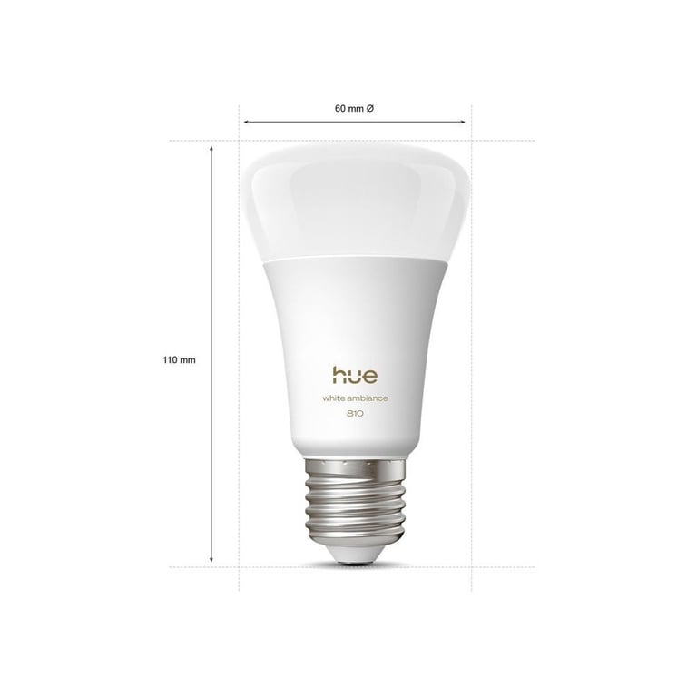 Ampoule LED A60 E27 Philips Hue A60 Ambiance 810 lm Dimmable Bluetooth Zigbee Neuf - vue 3