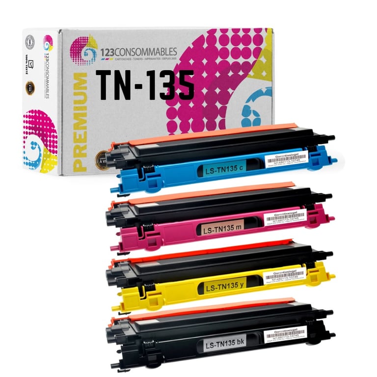 Pack 4 toners compatible BROTHER TN135 BK+C+ +Y Neuf