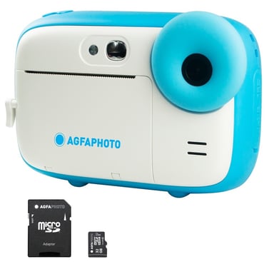 AGFA PHOTO Pack Realikids Instant Cam + 1 carte Micro SD 32GB - Appareil Photo Instantané Enfant, Ecran LCD 2,4', Batterie Lithium, Miroir Selfie et filtre photo - Bleu