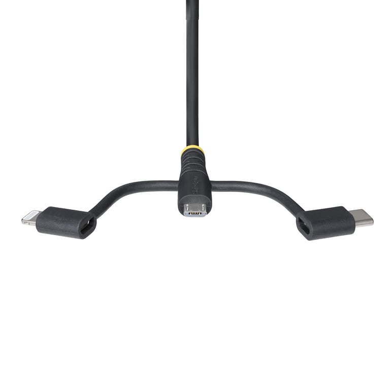 StarTech.com Câble de Charge USB de 1m Robuste, USB vers Lightning/Micro-USB/USB-C, Certifié Apple MFi, Gaine en Aramide, Cordon de Charge USB Universel 3-en-1 pour iPhone/iPad/Android - Neuf