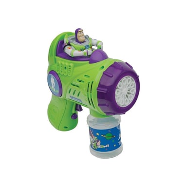 Pistola de burbujas LEXIBOOK Toy Story con figura 3D de Buzz Lightyear, sonidos y LED, color verde violeta