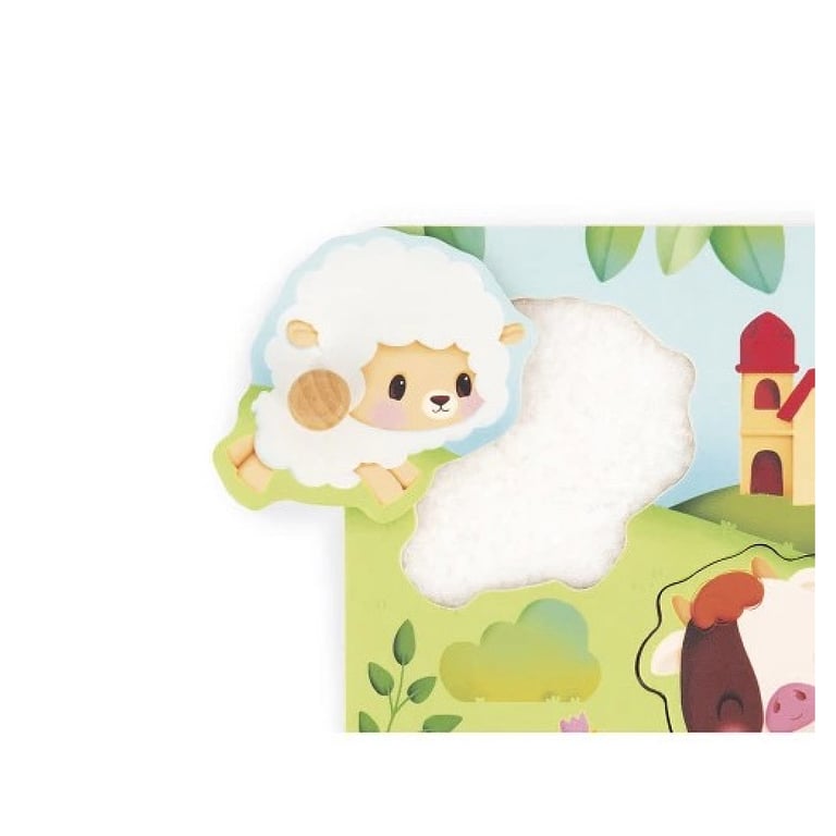 Puzzle encastrement en bois tactile : Ferme 5 pièces Juratoys Janod - vue 3