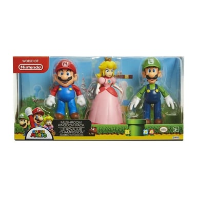 MARIO - Set de 3 figuras del Reino Champiñón - 10 cm - JAKKS - 491160