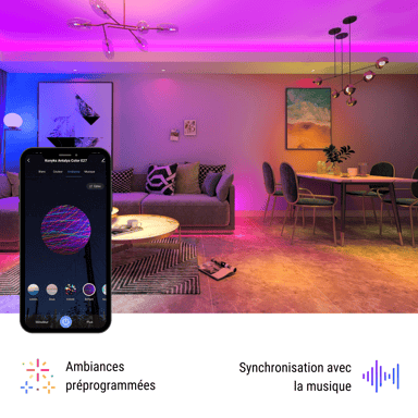 Lampadina connessa Antalya Color - LED Wi-Fi + Bluetooth E27 Bianco + Colori RGB